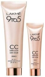 LAKME Complexion Care Acne Prone Face Cream, Glossy Finish Beige, 9G & 9 To 5 Complexion Light Care Face Cc Cream, Bronze, Spf 30, Conceals Dark Spots & Blemishes, 30 G, 2 count - Fast UK Delivery