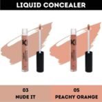 KINDED Liquid Concealer Full Coverage Colour Corrector Contour Waterproof HD Pro Master Series for Dry & Oily Skin Dark Circles & Spots (Creamy Matte, Nude It & Peachy Orange Combo, 6 ml each) - Fast UK Delivery - Image 3