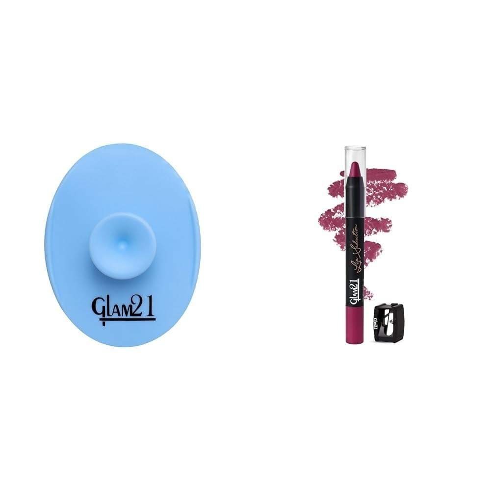 uk41JonALYR3L-1-1.jpg Glam 21 Silicone Face Cleanser Scrubber (Small) Lip Seduction Non- Transfer Crayon Lipstick| Lightweight & Longlasting|Creamy Matte Formula - 2.8gm| French Wine| 22 - Fast UK Delivery - Image 1
