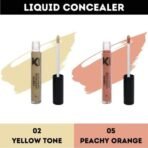 KINDED Liquid Concealer Full Coverage Colour Corrector Contour Waterproof HD Pro Master Series for Dry & Oily Skin Dark Circles & Spots (Creamy Matte, Yellow Tone & Peachy Orange Combo, 6 ml each) - Fast UK Delivery - Image 3