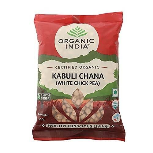 uk41KEq5CApL.jpg ORGANIC INDIA Rich Source of Dietary Fiber & Protein Organic Kabuli Chana (White Chickpea) - 500 Gm - Fast UK Delivery - Image 1