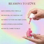 Just Herbs Party Ready Nail Paints Set, 12 Chemical Free Formula, Quick Dry and Glossy Nail Polish Gift Set of 5 (11ml x5) - Fast UK Delivery - Image 5