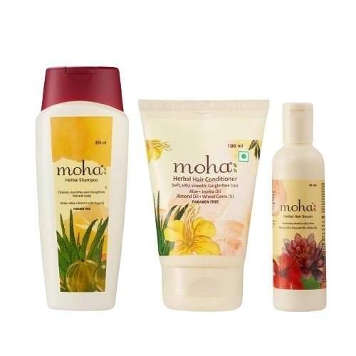 uk41KWBrTlhvL-1-1.jpg moha: Herbal Hair Shampoo | Mild Shampoo For All Hair Types 200 ml, Herbal Hair Conditioner 100 ml Herbal Hair Serum For Men & Women 30 Ml | Non-Sticky Silky Smooth, Tangle-Free Hair Pack of 3 - Fast UK Delivery - Image 1