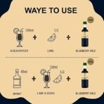 Dhampure Speciality Blueberry Fruit Mocktail Cocktail Vodka, Rum, Gin Mixer, Makes 10-12 Drinks Each Bottle, 900Ml (300Ml X 3 Bottles) Pour Add Stir & Sip Syrup Non Alcoholic Beverage - Fast UK Delivery - Image 4