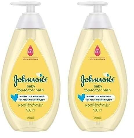 uk41MK1ujo0pL-1-1.jpg Johnson's Baby Top to Toe Baby Bath | 100% Soap Free Body Wash for All Skin Types | 500ml (Pack of 2) - Fast UK Delivery - Image 1