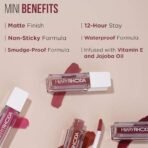 Hilary Rhoda Matte Minis Lipstick | Infused with Vitamin E, Jojoba Oil & Rosehip Oil | 12-Hour Stay | Smudge-Proof & Waterproof Lipstick | Non-Sticky | Set of 6 | 1.2 ml - Fast UK Delivery - Image 7