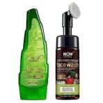 WOW Skin Science Apple Cider Vinegar Foaming Face Wash with Built-in Brush + 99% Pure Aloe Vera Multipurpose Gel - No Parabens, Silicones, Synthetic Fragrance - Net Vol. 300mL - Fast UK Delivery - Image 2