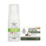 Ayouthveda Combo For Dirt Free Clear Skin, Dark Spots, Refreshes Complexion - Deep Clean Foaming Face Wash 100ml | Delicate Skin Pure Handmade Castile Soap With Neem & Tulsi 100g - Fast UK Delivery - Image 2