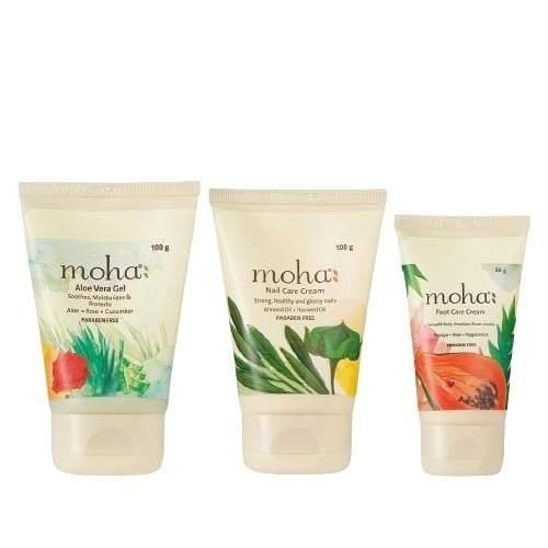 uk41ObuuS0zeL-1-1.jpg Moha Herbal Aloe Vera gel 100gm, Foot Cream 50gm and Nail Care Cream 100gm | Skincare Products | Combo Pack of 3 - Fast UK Delivery - Image 1