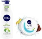 NIVEA Body Lotion, Aloe Hydration, with Aloe Vera for Instant Hydration in Summer, 400 ml & NIVEA Soft Light Moisturizer Cream, 300 ml - Fast UK Delivery - Image 2