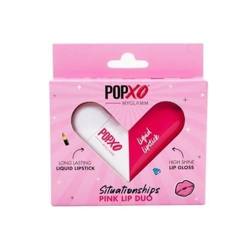 uk41Pc5IzRZdL-1-1.jpg MyGlamm POPxo Liquid Lipstick & Lip Gloss Kit - Situationships (Pink) | Lip Gloss & Lipstick Combo for Women| Twisting Heart Shape | Long Lasting Matte Liquid Lipstick | Hi-Shine Lip Gloss |2.5ml each - Fast UK Delivery - Image 1