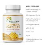Grenera Neem Capsules 90 no, Turmeric Capsules 120 nos | Made with pure neem leaf powder and turmeric powder, black pepper powder - Image 4