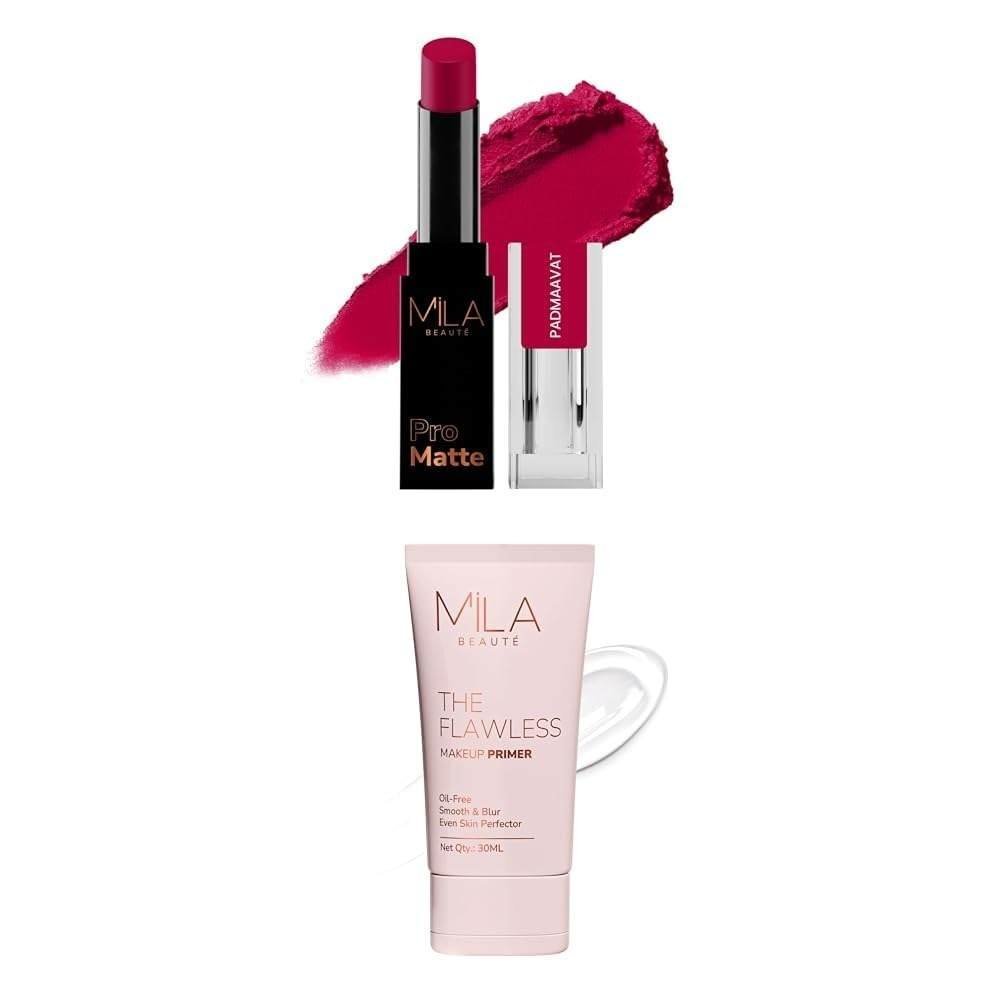 uk41PtVB3C3yL-1-1.jpg MILA Beaute Pro Matte Lipstick | Creamy Matte Lipstick | Shade - Padmaavat, 4.2g The Flawless Makeup Primer for Face Makeup For All Skin Types - Fast UK Delivery - Image 1