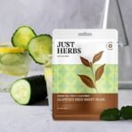 Just Herbs Sheet Mask Glowing Skin Serum Masks, 20g (Green Tea, Mint, Cucumber) - Fast UK Delivery - Image 7