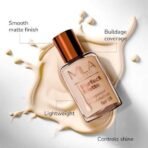 Mila Beaute Perfect Matte Long Wear Foundation | High Coverage, Light Weight & Water Resistant I Oil Free Formula With SPF 15 & Vitamin E | Smooth Matte Finish | Keeps Skin Hydrated | Shade - ( 3 Blush, 30ml) - Fast UK Delivery - Image 5