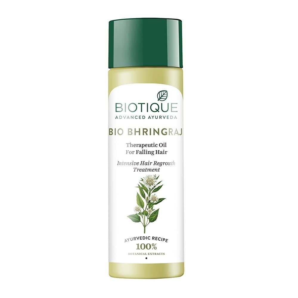 uk41RE9CCYNJL-1-1.jpg Biotique Bhringraj Therapeutic Hair Oil for Falling Hair | Intensive Hair Regrowth Treatment | Nourishing Hair Follicles| Strong and Shiny Hair| For All Skin Types| 120m - Fast UK Delivery - Image 1