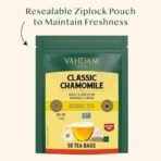 VAHDAM, Chamomile Herbal Tea Bags (50 Count) Caffeine Free, Non-GMO, Gluten-Free | 100% Pure Herbal Tisane - Sweet & Floral | Whole Loose-Leaf Tea Bags | Resealable Ziplock Pouch - Fast UK Delivery - Image 4