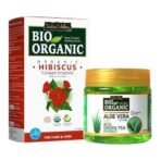INDUS VALLEY Bio Organic Non-Toxic Aloe Vera Gel for Acne, Scars, Glowing & Radiant Skin Treatment & Hibiscus Powder | Hibiscus rosa-sinensis (175ml+ 100g) - Fast UK Delivery - Image 2