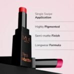 Mila Beaute Pro Matte Lipstick | Highly Pigmented & Long lasting | Semi Matte Finish | Light Weight Lipstick | Single Swipe Application | Luxurious Lip Color | Shade - (Padmaavat, 4.2g) - Fast UK Delivery - Image 5