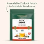 VAHDAM, Vedic Kadha Herbal Tea Bags - 50 Pyramid Tea Bags| Caffeine Free, Non-GMO, Gluten-Free | 100% Pure Herbal Tisane - Earthy & Savory | Whole Loose-Leaf Tea Bags | Resealable Ziplock Pouch - Fast UK Delivery - Image 5