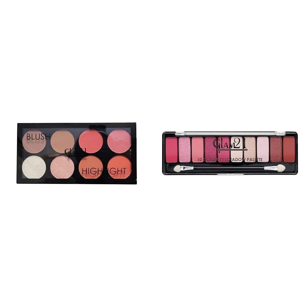 uk41TRopfriL-1.jpg Glam 21 Blush Highlighter Palette Silky pigments 24 gm - Amaze-02 Shades of Trend Eyeshadow Palette 10 Highly Pigmented Shades |Smudge Free & Long-Lasting 13.5gm - Shade -04 - Fast UK Delivery - Image 1