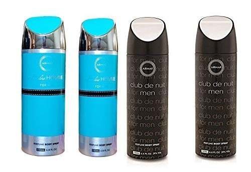 uk41Ur7CWm8L-1.jpg Armaf Club De Nuit & Blue Homme Men Deodorant Body Spray for 200ml Pack of-4 - Fast UK Delivery - Image 1