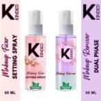 KINDED Combo of Makeup Fixer Setting Spray & Makeup Remover Oil Based Lilac Purple Dual Phase Cleanser Micellar Water Liquid Infused with Aloe Vera Extracts & Jojoba Oil for Girls Women - 60 ml each - Fast UK Delivery - Image 3