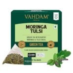 VAHDAM, Tulsi Moringa Green Tea Bags (15 Count) Low Caffeine, Non GMO & Gluten Free | Naturally High Grown Green Tea | Individually Wrapped Pyramid Tea Bags | Direct from Source - Fast UK Delivery - Image 2
