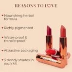 Just Herbs Ultra Matte Bullet Lipstick Nourishing Non Drying and Long Stay Lipsticks for Women (Deeps & Reds, Set of 3) - Fast UK Delivery - Image 5