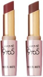 LAKME 9To5 Primer + Matte Lip Color Brown Walnut 3.6 G & 9To5 Primer + Matte Lip Color Dusty Pink 3.6 G - Fast UK Delivery