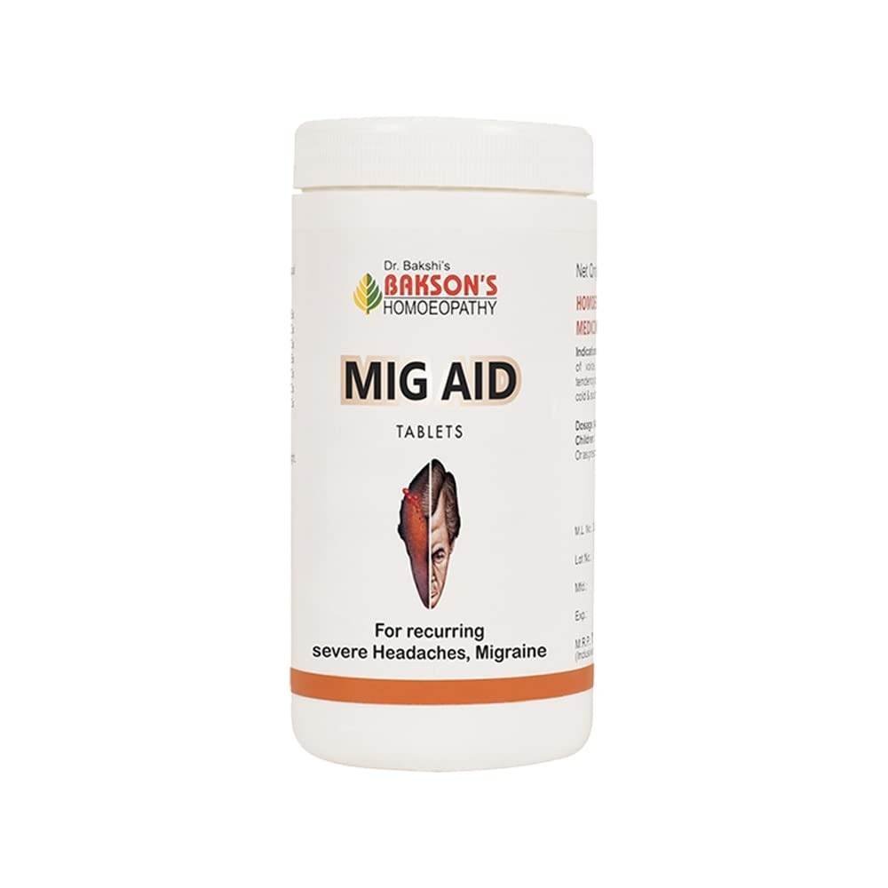uk41X-6UyUHL-1.jpg Dr. Bakshi's BAKSON'S HOMOEOPATHY MIG AID TABLETS-200 TABS - Image 1