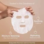 mCaffeine Green Tea & Coffee Sheet Masks with Vitamin C, Hyaluronic Acid, Niacinamide, Coconut Water & Fruit AHA Mix for Hydrated & Glowing Skin| Face Sheet Masks for Women & Men - Pack of 6 | 120g - Fast UK Delivery - Image 5