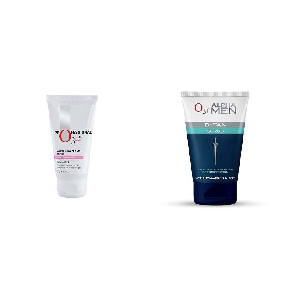 uk41XJ8HccfaL-1-1.jpg O3+ Whitening Face Cream SPF 30 Sunscreen for Skin Brightening & O3+ ALPHA MEN Acno D-TAN Scrub With Hyaluronic & Mint 50g - Fast UK Delivery - Image 1