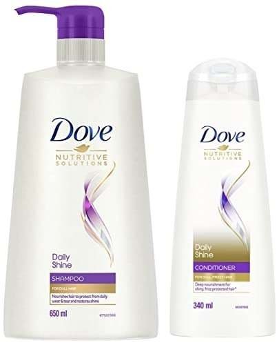 uk41XVfZCj9eL-1-1.jpg Dove Daily Shine Shampoo, 650 ml & Dove Daily Shine Conditioner, 340 ml - Fast UK Delivery - Image 1
