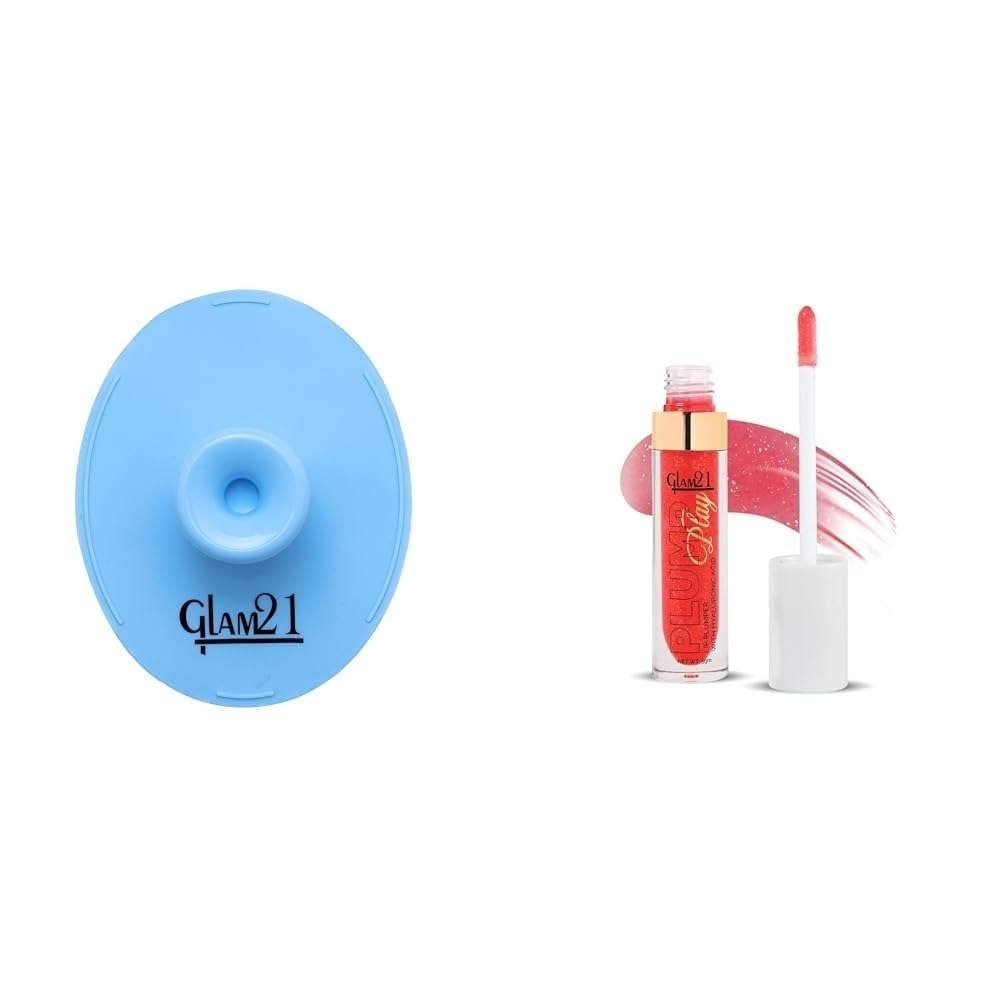uk41ZW8J0R4qL-1-1.jpg Glam 21 Silicone Face Cleanser Scrubber (Big) Lip Plumper With Hyaluronic Acid Lightweight Lip Gloss With High Shine Glossy Finish For Fuller And Plump Lips 03 Red Lights - 5 Gm - Fast UK Delivery - Image 1