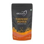 Oraah Turmeric Pepper Herbal Tea- 100gms | 100% Natural Ingredients | Health Benefits of Active Turmeric + Pepper + Cardamom + Cloves | Low Caffeine Herbal Detox Tea Blend | Anti-Inflammatory - Fast UK Delivery