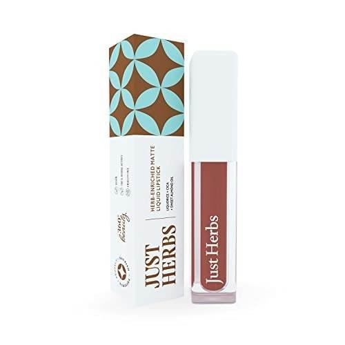 uk41aKBiyZYtL-1.jpg Just Herbs Ayurvedic Creamy Matte Long Lasting Liquid Lipstick, Lightweight & Hydrating Lip Colour with Liquorice & Sweet Almond Oil - Cinnamon Spice - Fast UK Delivery - Image 1