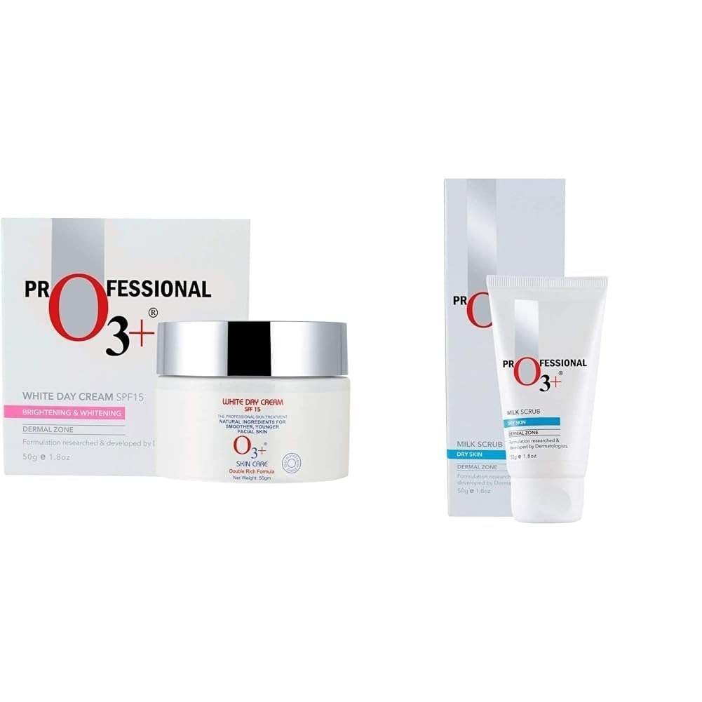uk41aavzmZfWL-1-1.jpg O3+ SPF 15 Day Cream Sun Protection Formula for Normal to Dry & O3+ Milk Scrub Enriched with Macadamia Nuts Extracts for Clean & Bright Complexion Combo - Fast UK Delivery - Image 1