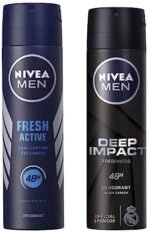 Nivea Men Deodorant Spray , Deep Impact Freshness, 150Ml And Deodorant Spray, Fresh Active Original , 150Ml, Pack Of 1 - Fast UK Delivery - Image 2