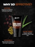 BEARDO De-Tan Face wash for Men, 100ml (Pack of 2) | Reduces Tan for glowing complexion | Coffee Facewash | Dark Spot Reduction | Tan removal face wash men - Fast UK Delivery - Image 5