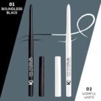 KINDED Kind Eyes Kajal 3 in 1 Kohl Kajal Eye Liner Smokey Eye Shadow Waterproof Smudge Proof 18 Hours Colour One Stroke Auto Kajal Pencil (Combo 0.35 gm each, Boundless Black & Wishful White) - Fast UK Delivery - Image 3