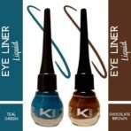 KINDED Eye Liner Liquid Waterproof Smudgeproof Longlasting Insta Bold Look Intense Colour Pigments Quick Drying Eyeliner Combo (5 ml each, Matte Finish, Teal Green & Chocolate Brown) - Fast UK Delivery - Image 3