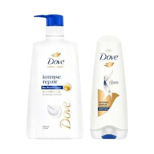 uk41cQK1p0UBL-1-1.jpg Dove Intense Repair Shampoo 650ml & Dove Intense Repair Conditioner 175ml, Combo | Enriched With Keratin Actives to Smoothen Dry and Frizzy Hair - Deep Conditions Damaged Hair for Men & Women - Fast UK Delivery - Image 1