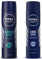 Nivea Men Deodorant Spray, Cool Kick, 150Ml And Deodorant Spray, Fresh Ocean, 150Ml, Pack Of 1 - Fast UK Delivery - Image 2