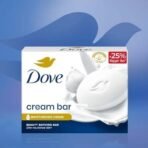 Dove Cream Bathing Beauty Bar with 1/4 Moisturising Cream For Soft, Smooth, Glowing Skin, 125 g (Pack of 8), White - Fast UK Delivery - Image 3