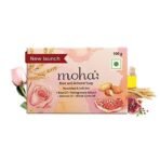 moha: Rose and Almond Bath Soap Unisex Bathing Bar with the benefits of Rose oil Pomegranate extract Almond oil wheat germ oil for soft, nourished and youthful skin - 100gm (Pack of 3) - Fast UK Delivery - Image 6