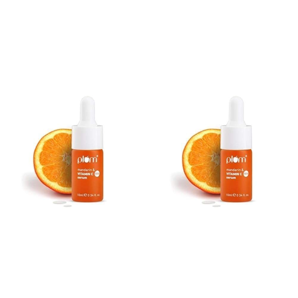 uk41e9eBPa3jL-1-1.jpg Plum 15% Vitamin C Face Serum For Glowing Skin | Reduces Dark Spots | For Dull Skin | With Mandarin | Beginner Friendly, For All Skin Types | 100% Vegan | 10 ml (Pack of 2) - Fast UK Delivery - Image 1