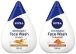 Nivea Women Face Wash For Acne Prone Skin, Milk Delights Turmeric, Reduces 99.9% Pimple Causing Bacteria, 100 Ml & Women Face Wash For Dry Skin, Milk Delights Honey, 100 Ml - Fast UK Delivery - Image 2