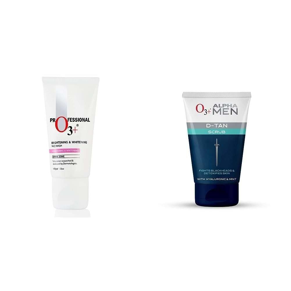 uk41fFy4LSHKL-1-1.jpg O3+ Brightening & Whitening Face Wash with Cucumber and Aloe Vera Extracts (100ml) & O3+ ALPHA MEN Acno D-TAN Scrub With Hyaluronic & Mint 50g - Detan Scrub for TAN removal Combo - Fast UK Delivery - Image 1