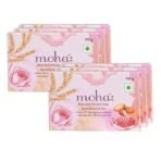 moha: Rose and Almond Bath Soap Unisex Bathing Bar with the benefits of Rose oil Pomegranate extract Almond oil wheat germ oil for soft, nourished and youthful skin - 100gm (Pack of 6) - Fast UK Delivery - Image 2